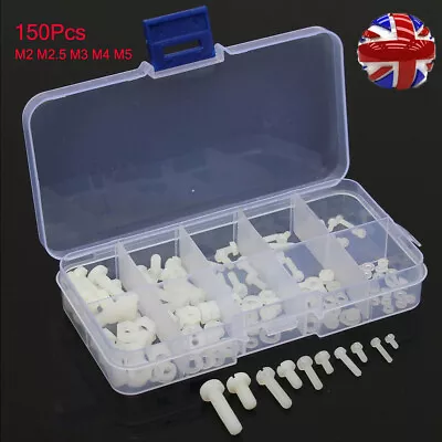 150Pcs M2 M2.5 M3 M4 M5 Nylon Hex Screw Bolt Nut Standoff Assortment Spacer UK • £6.29