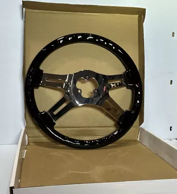 16″  Black STEERING WHEEL – 4 SPOKE Chrome Peterbilt Kenworth Frightliner Volvo • $159.99