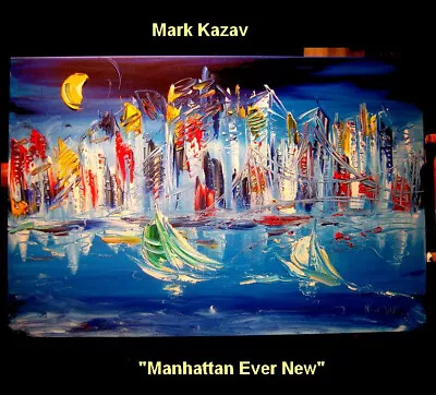 MANHATTAN ORIGINAL ABSTRACT BY KAZAV  Landscape Painting On Stretched Canvas • $39.71