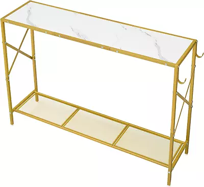 Console Table 2-Tier Narrow Behind Couch Table Entryway Table With Mesh Shelf  • $69.99