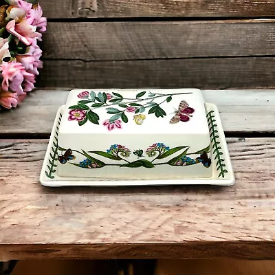 Vtg Botanic Garden 1/4 Lb Covered Butter Dish Rhododendron Portmeirion England • $27.99