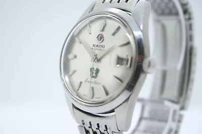 Vintage RADO Green Horse Automatic Date 41J Silver Dial Mens Swiss Watch • $259.99