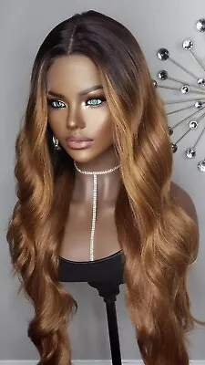 New Extra Long Wavy Hazel Honey Blonde Brown Lace Front Wig Women Hair Style Wig • $39.99