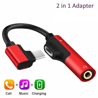 USB C Type C To 3.5mm Aux Jack Headphone 2 In 1 Adapter For Huawei Xiaomi • £4.19