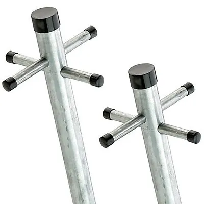 2 X Washing Line Clothes Post Pole ONE PIECE Galvanised 2.4m 8ft Ground Sockets • £64.99