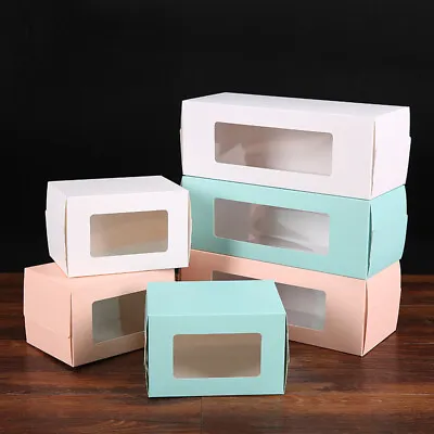 Long Cake Box For Swiss Roll Cupcake/ Muffin With Window +insert Pack Of 6 • $11.99