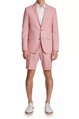 Men Suit Pink Summer Beach Casual Prom Party Groom Tuxedo Wedding Suit Shorts • $90