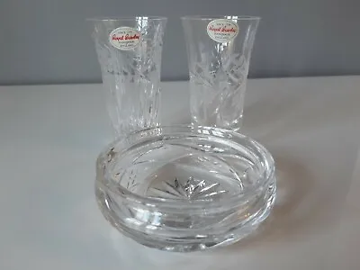 £9.50 • Buy 3 Pieces Of Royal Brierley Crystal  - Trinket Dish And 2 Small Vases