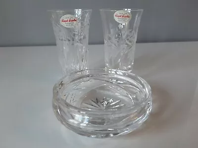 £9.50 • Buy 3 Pieces Of Royal Brierley Crystal  - Trinket Dish And 2 Small Vases