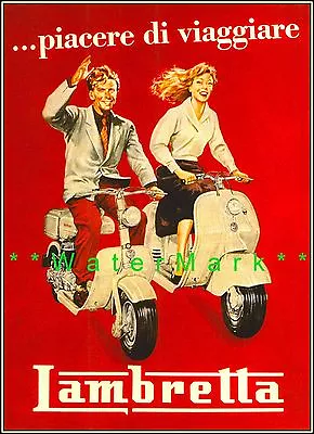 Lambretta Scooter 1954 Italian Classic Vintage Poster Print Advertisement • £26.71