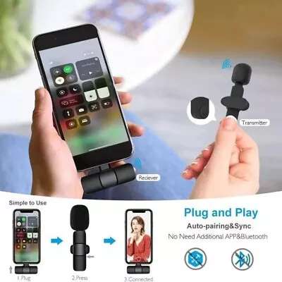 Wireless Lavalier Microphone For IOS Type-C USB Port Portable And Lightweight • $38.99
