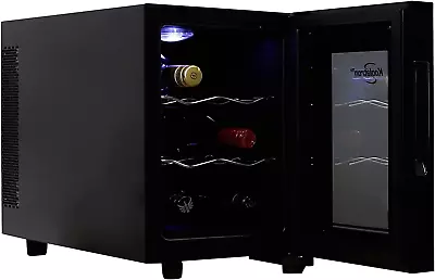 6 Bottle Wine Cooler Black Thermoelectric Wine Fridge 0.65 Cu. Ft. (16L) Fre • $139.78
