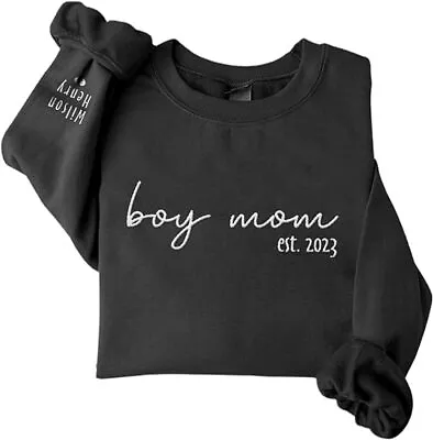 Custom Embroidered Boy Mama With Kids Names Sweatshirt Mom Of Boys Boy Mom Swe • $32.99