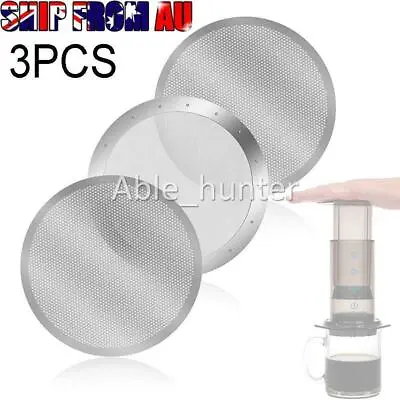 3x 61mm Metal Stainless Steel Fine Coffee Filter Mesh Suit For AeroPress AU • $11.90