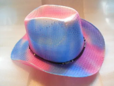 Painted Straw Cowboy Western Hat Mexico Kid Sz 3 • $14.99