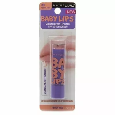 2pc Maybelline Baby Lips Moisturizing Lip Balm SPF 20 Peach Kiss 0.15 Oz • $36.79