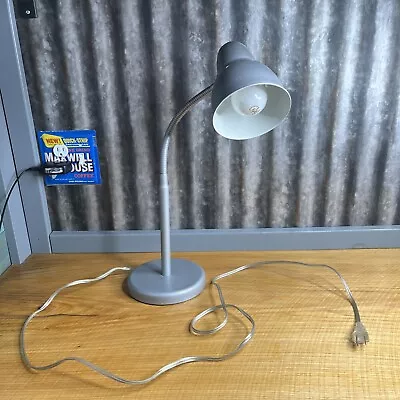 MCM Gooseneck Desk Table Industrial Metal Bullet Cone Lamp Gray Tall Retro • $22