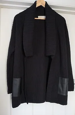 Michael Kors Black Cardigan With Leather Pockets • £19.99