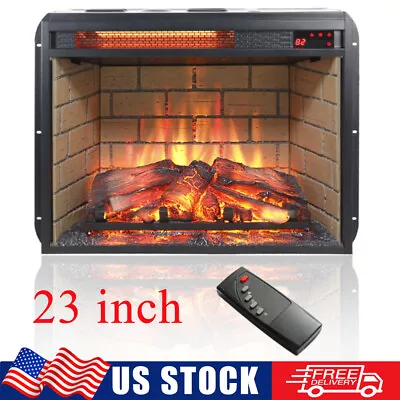 23  Electric Infrared Quartz Fireplace Insert Log Flame Heater W/ Remote Control • $133.47