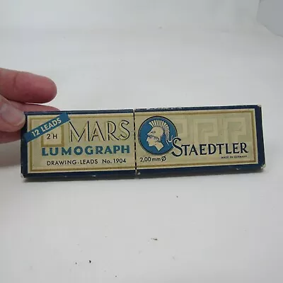 Vintage Mars Staedtler Lumograph Drawing Leads 2H In Wooden Box Made In Germany • $12