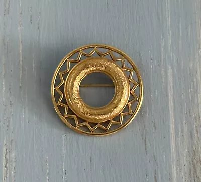 Monet Fantastic Vintage Brooch Brushed & Shiny Gold Tone Wreath / Circle Style • $10