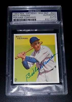 BILLY HERMAN SIGNED 1933 Goudey Reprint HOF PSA/DNA Authentic • $38.95
