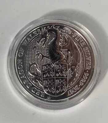 2oz The Red Dragon Of Wales  2017 Queens Beasts Silver Coin • £95