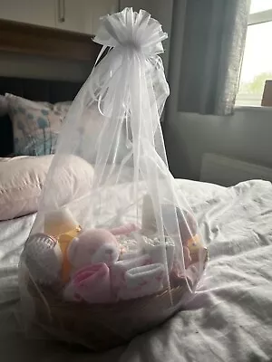 Baby Hamper Basket Girl - With Baby Clothes Newborn Essentials Baby Blanket P • £14