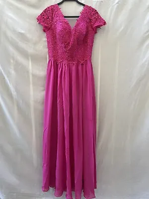 Wedding Guest Women Lace Applique Mother Of The Bride Dresses Sz 8 Hot Pink • $9.99