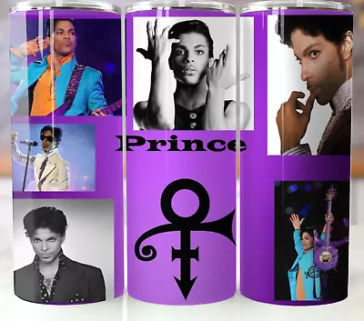 Prince Purple Photo Collage Tumbler 20oz Stainless Steel Cup Mug Straw Lid • $19.95