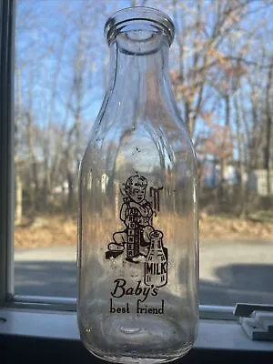 Maple View Farm R. B. Gardiner Quart Milk Bottle Storrs CT. Connecticut + Baby • $16.99