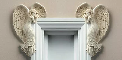 Angel Wings Door Frame Wall Sculpture Ornament Home Decor Fairy Door Shabby Chic • £9.99