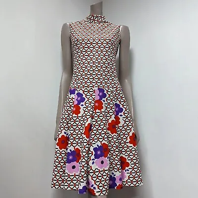 Vintage 1960s Montigo Bay Psychedelic Flower Power Dress - Size 10 • £20