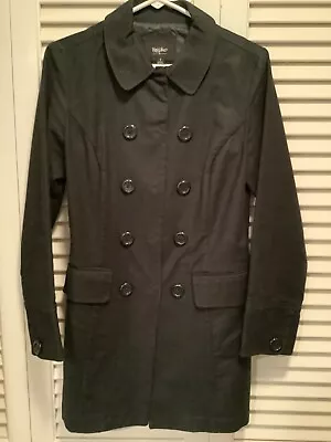 Mossimo Black Coat Women's Size Small Jacket Trench Cotton Spandex Button & Snap • $34