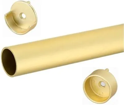 Matte Brass Aluminum Round Wardrobe Tube Closet Rod With Two End Caps And Screws • $32.88