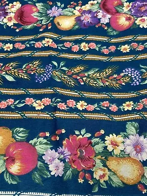 £19.57 • Buy VTG Joan Kessler Concord Fabric Striped Grapes Apple Pear Flower Directional 29 