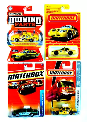 Matchbox- #3/20-#10/12-#51-#68/100  2006 Ford Crown Victoria Taxi - Lot Of 4 • $17.99