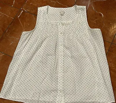 J. CREW WHITE NAVY BLUE POLKA DOT SMOCKED Sleeveless Blouse TOP S 4 INDIA LN • $16.49