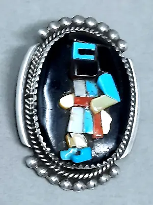 Bev Etsate Navajo Turquoise Shell Coral  Sterling Kachina Pendant / Brooch • $189.50