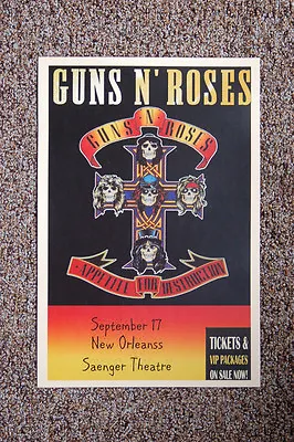 $4.25 • Buy Guns N' Roses Concert Tour Poster 1987 New Orleans Saenger Theatre--