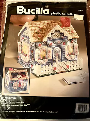 Vintage Bucilla Plastic Canvas Kit Tea Time Cottage #6108 NIP • $16.28