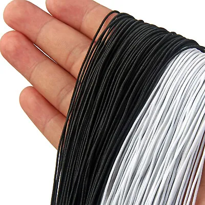 1mm 1.5mm White Black Thin Round Elastic Polyester Cord Sewing Crafts • £12.59