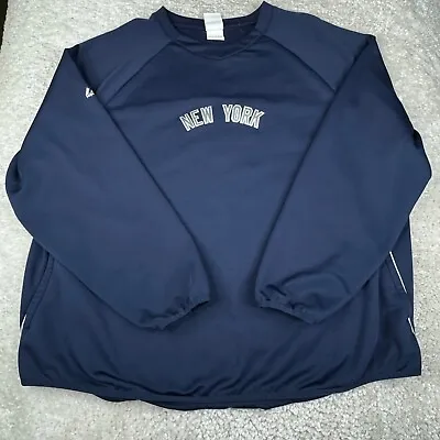 New York Yankees Shirt Mens 2XL Navy Performance Sweatshirt Baseball Pullover • $25.47