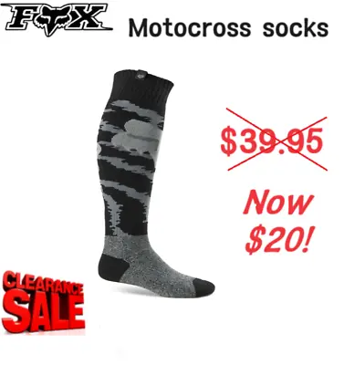 CLEARANCE! FOX 180 NUKLR Motocross MX Socks Lg NEW Dirt Bike ATV Socks Blk/white • $20