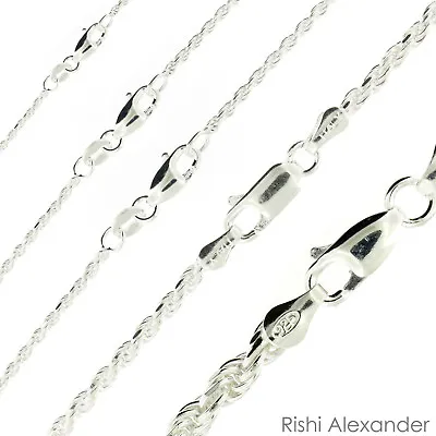 $21.99 • Buy Real Solid Sterling Silver Diamond Cut Rope Chain Mens Boys Bracelet Or Necklace