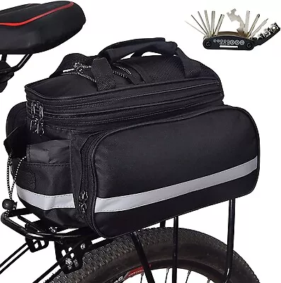 Bike Rear Rack Bag Bicycle Rear Seat Bag Waterproof Cargo Storage Pannier Rack • $33.49