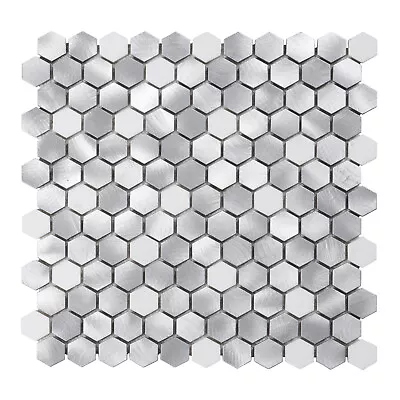 White Marble Metallic Aluminum 1  Hexagon Mosaic Tile Kitchen Wall Backsplash • $24.80