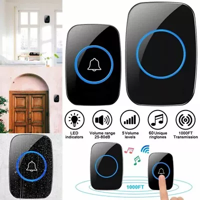 980 FT Home Wireless Doorbell 60 Types Adjustable Music 5 Level Volume Doorbell • $11.78