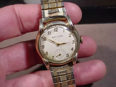 Vintage Mans 17j Waltham Manual Wind Wrist Watch 4 Repair Parts 6/0-D Runs NR • $26