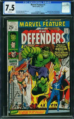 Marvel Feature #1 CGC 7.5 1971 1st Defenders! Hulk! WHITE PAGES! P2 425 Cm • $245